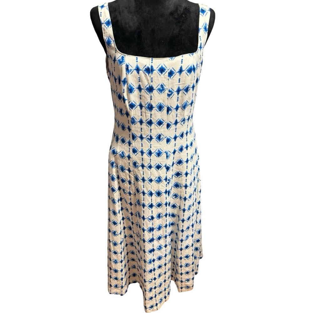 Christian Lacroix Blue & White Geometric Sleeveless Dress M